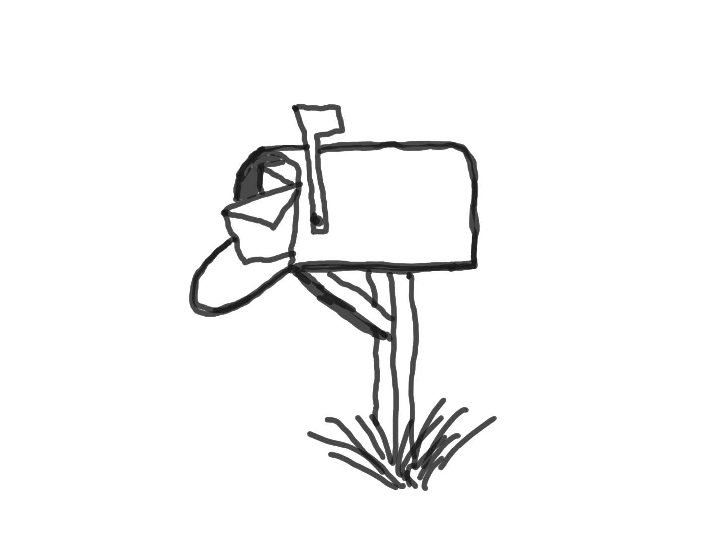 Hand-drawn overstuffed mailbox